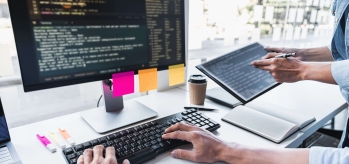 Code on various screens and keyboard