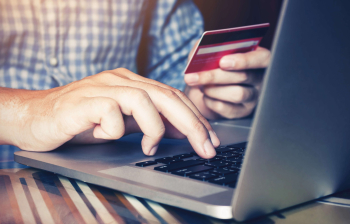 online shopper inputting card details