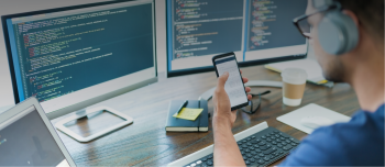 Headless website developer coding