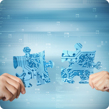 Jigsaw pieces decorated with circuitboard