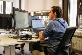 Employee working on computer