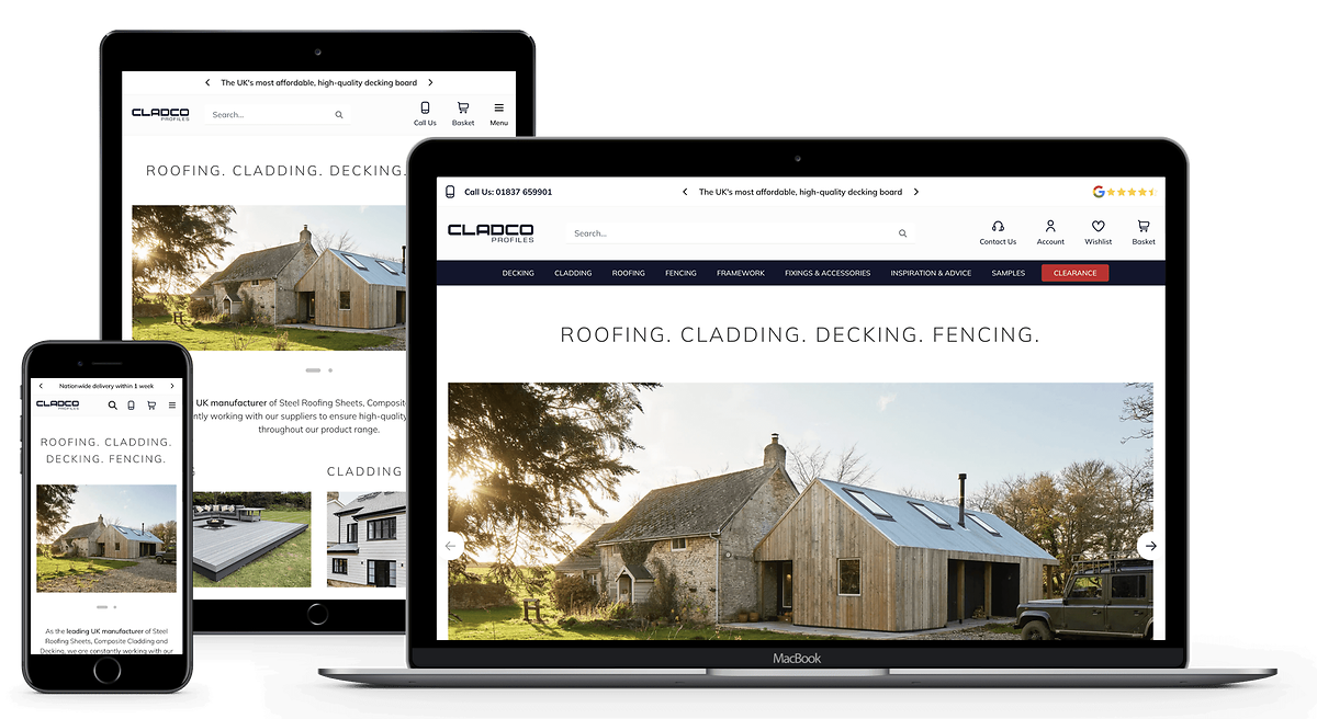 Cladco's Website on various screen sizes