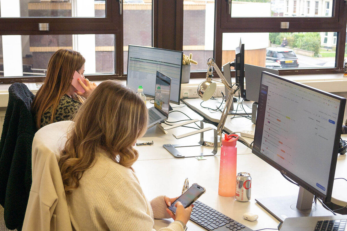 Women working at desks