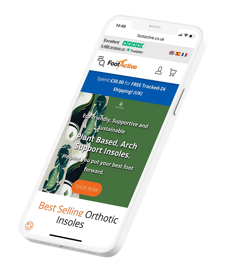 FootActive home page on mobile