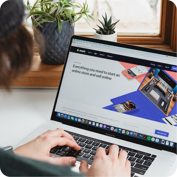 Laptop user on Shopify site