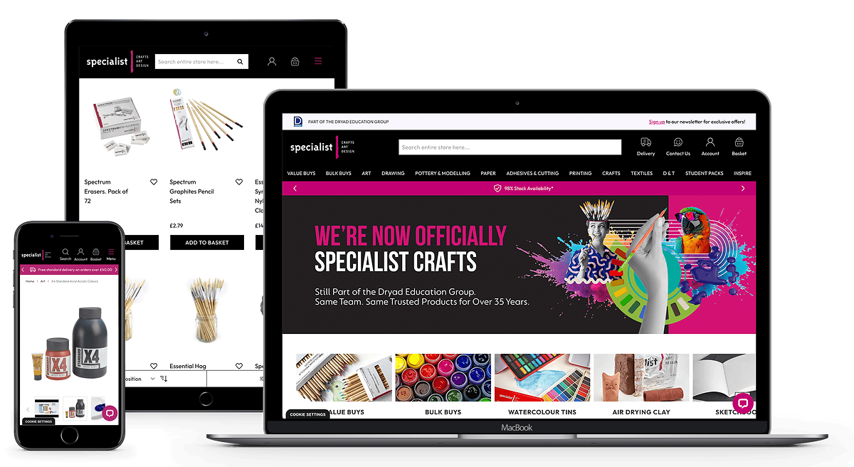 Specialist Crafts Website in various devices