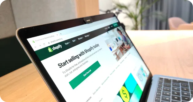 Laptop with Shopify on screen