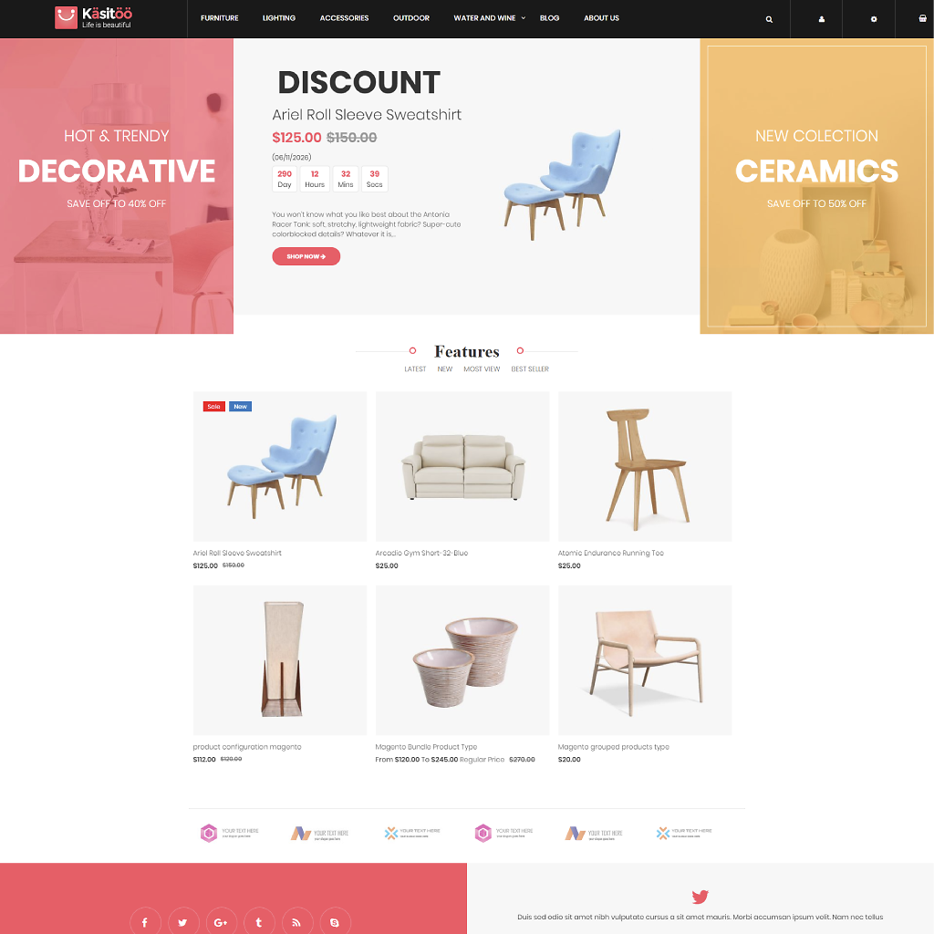 Mangeto theme - ecommerce site selling furniture