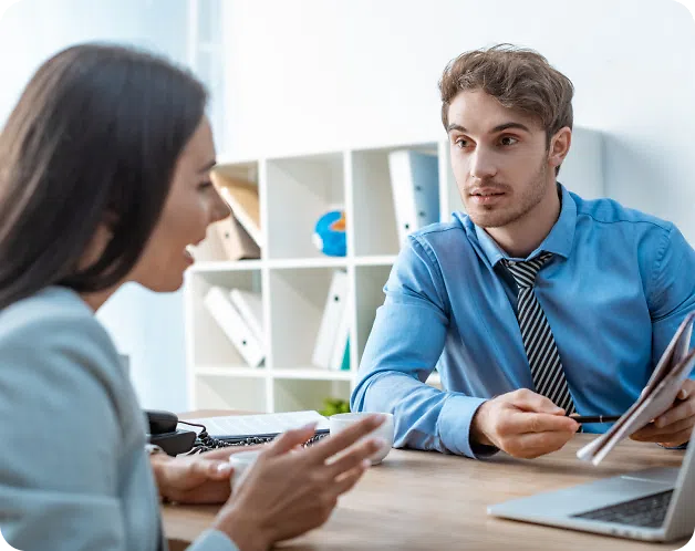 Two people team meeting
