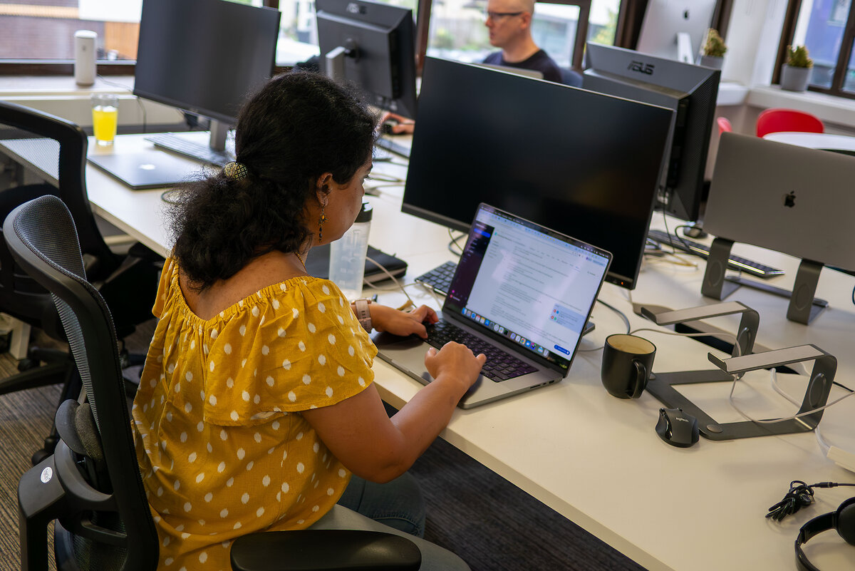 Developer working on computer