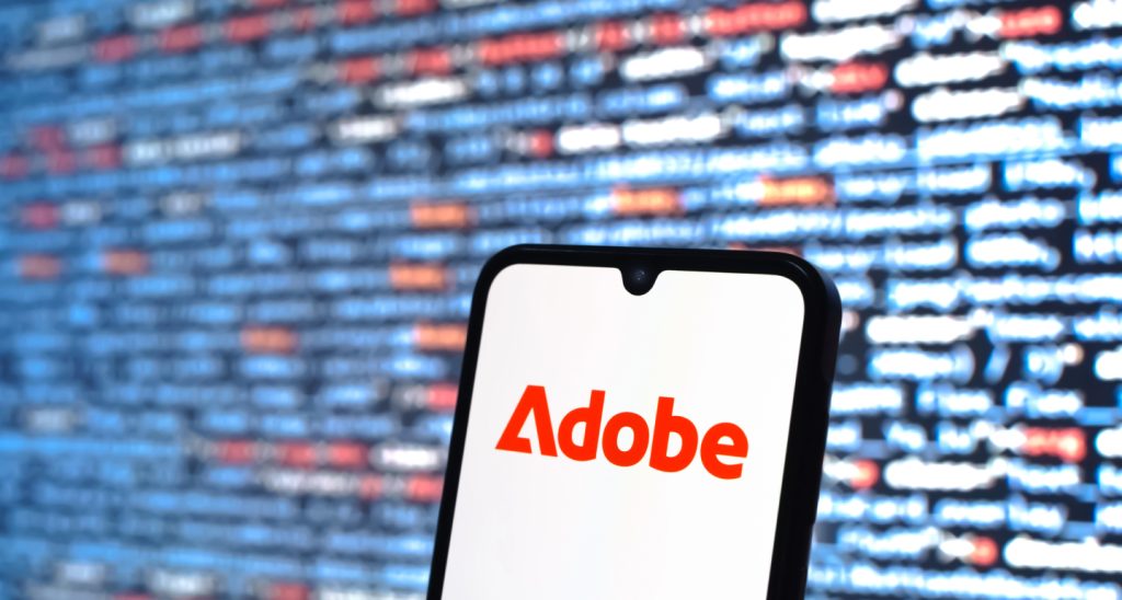 Image Of A Smart Phone With An Adobe Logo On It