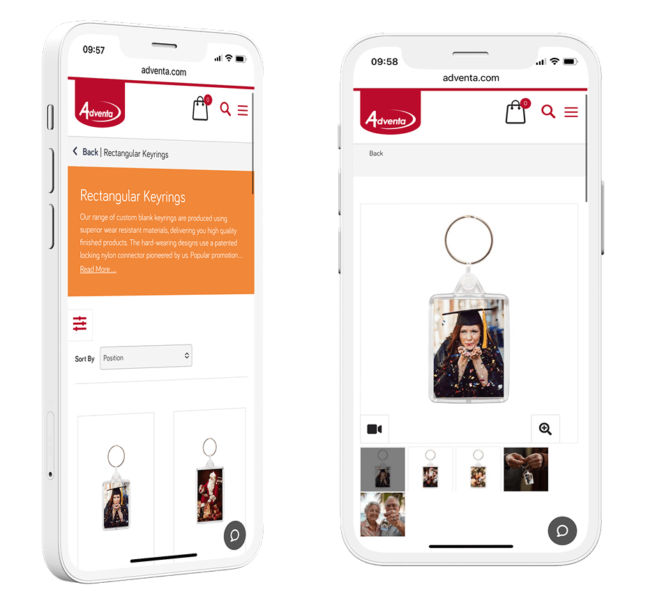 Adventa Product Pages On Mobile
