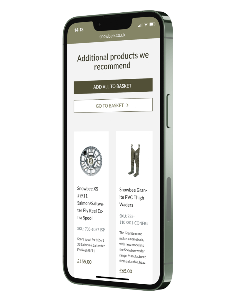 Snowbee Product Page On Mobile