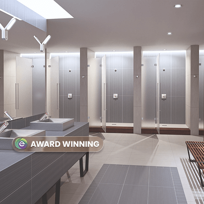 Commercial Washrooms Image With Ecommerce Award Winning Logo