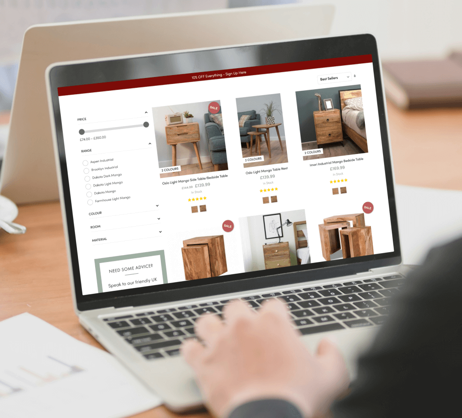Casa Bella Category Page On Desktop